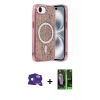 MARSİLYAN™- iPhone 16E Kılıf Eksen Çizgi - Şeffaf 360 Full Body Arka Koruyucu + Bilvis Titan Kamera Lens - RW