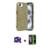 MARSİLYAN™- iPhone 16E Kılıf Eksen Çizgi - Şeffaf 360 Full Body Arka Koruyucu + Bilvis Titan Kamera Lens - RW