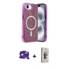 MARSİLYAN™- iPhone 16E Kılıf Eksen Çizgi - Siyah Bilvis 3D Cam Ekran Koruyucu + Bilvis Titan Kamera Lens - BZ
