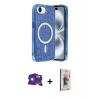 MARSİLYAN™- iPhone 16E Kılıf Eksen Çizgi - Siyah Bilvis 3D Cam Ekran Koruyucu + Bilvis Titan Kamera Lens - BZ
