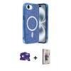 MARSİLYAN™- iPhone 16E Kılıf Eksen Çizgi - Siyah Bilvis 3D Cam Ekran Koruyucu + Bilvis Titan Kamera Lens - RW