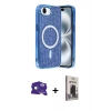 MARSİLYAN™- iPhone 16E Kılıf Eksen Çizgi - Siyah Bilvis Hayalet Cam Ekran Koruyucu + Bilvis Titan Kamera Lens - RW
