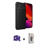 MARSİLYAN™- iPhone 16E Kılıf Eksen Form Prime - Siyah Bilvis 3D Cam Ekran Koruyucu + Bilvis Titan Kamera Lens - BZ