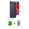 MARSİLYAN™- iPhone 16E Kılıf Eksen Form Prime - Siyah Bilvis 3D Cam Ekran Koruyucu + Raze Metal Kamera Lens - SH