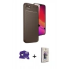 MARSİLYAN™- iPhone 16E Kılıf Eksen Form Prime - Siyah Bilvis 3D Cam Ekran Koruyucu + Siyah Bilvis Titan Kamera Lens