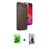 MARSİLYAN™- iPhone 16E Kılıf Eksen Form Prime - Siyah Bilvis Hayalet Cam Ekran Koruyucu + Raze Metal Kamera Lens - SH