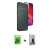 MARSİLYAN™- iPhone 16E Kılıf Eksen Form Prime - Siyah Bilvis Hayalet Cam Ekran Koruyucu + Raze Metal Kamera Lens - SH