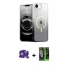 MARSİLYAN™- iPhone 16E Kılıf Eksen Minimal Özel Seri - Şeffaf 360 Full Body Arka Koruyucu + Bilvis Titan Kamera Lens - BZ