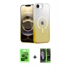MARSİLYAN™- iPhone 16E Kılıf Eksen Minimal Özel Seri - Şeffaf 360 Full Body Arka Koruyucu + Raze Metal Kamera Lens - SH