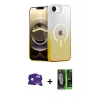 MARSİLYAN™- iPhone 16E Kılıf Eksen Minimal Özel Seri - Şeffaf 360 Full Body Arka Koruyucu + Bilvis Titan Kamera Lens - SH