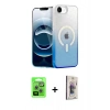 MARSİLYAN™- iPhone 16E Kılıf Eksen Minimal Özel Seri - Siyah Bilvis 3D Cam Ekran Koruyucu + Gümüş Raze Metal Kamera Lens