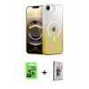 MARSİLYAN™- iPhone 16E Kılıf Eksen Minimal Özel Seri - Siyah Bilvis 3D Cam Ekran Koruyucu + Gümüş Raze Metal Kamera Lens