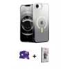 MARSİLYAN™- iPhone 16E Kılıf Eksen Minimal Özel Seri - Siyah Bilvis 3D Cam Ekran Koruyucu + Bilvis Titan Kamera Lens - SH