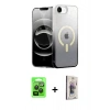MARSİLYAN™- iPhone 16E Kılıf Eksen Minimal Özel Seri - Siyah Bilvis 3D Cam Ekran Koruyucu + Raze Metal Kamera Lens - SH
