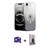 MARSİLYAN™- iPhone 16E Kılıf Eksen Minimal Özel Seri - Siyah Bilvis Hayalet Cam Ekran Koruyucu + Bilvis Titan Kamera Lens - BZ