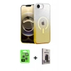 MARSİLYAN™- iPhone 16E Kılıf Eksen Minimal Özel Seri - Siyah Bilvis Hayalet Cam Ekran Koruyucu + Raze Metal Kamera Lens - GS