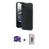 MARSİLYAN™- iPhone 16E Kılıf Kıvılcım Işık Serisi - Siyah Bilvis 3D Cam Ekran Koruyucu + Bilvis Titan Kamera Lens - SH
