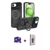 MARSİLYAN™- iPhone 16E Kılıf Kıvılcım Modern Serisi - Siyah Bilvis 3D Cam Ekran Koruyucu + Bilvis Titan Kamera Lens - SH