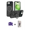 MARSİLYAN™- iPhone 16E Kılıf Kıvılcım Modern Serisi - Siyah Bilvis 3D Cam Ekran Koruyucu + Bilvis Titan Kamera Lens - RW