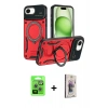 MARSİLYAN™- iPhone 16E Kılıf Kıvılcım Modern Serisi - Siyah Bilvis 3D Cam Ekran Koruyucu + Raze Metal Kamera Lens - GS