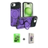 MARSİLYAN™- iPhone 16E Kılıf Kıvılcım Modern Serisi - Siyah Bilvis 3D Cam Ekran Koruyucu + Raze Metal Kamera Lens - GS