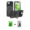 MARSİLYAN™- iPhone 16E Kılıf Kıvılcım Modern Serisi - Siyah Bilvis Hayalet Cam Ekran Koruyucu + Raze Metal Kamera Lens - SH