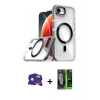 MARSİLYAN™- iPhone 16E Kılıf Kozmos Doku Koleksiyonu - Şeffaf 360 Full Body Arka Koruyucu + Bilvis Titan Kamera Lens - RW