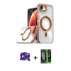 MARSİLYAN™- iPhone 16E Kılıf Kozmos Doku Koleksiyonu - Şeffaf 360 Full Body Arka Koruyucu + Bilvis Titan Kamera Lens - SH