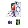 MARSİLYAN™- iPhone 16E Kılıf Kozmos Doku Koleksiyonu - Şeffaf 360 Full Body Arka Koruyucu + Bilvis Titan Kamera Lens - SH
