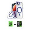 MARSİLYAN™- iPhone 16E Kılıf Kozmos Doku Koleksiyonu - Şeffaf 360 Full Body Arka Koruyucu + Raze Metal Kamera Lens - SH
