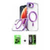 MARSİLYAN™- iPhone 16E Kılıf Kozmos Doku Koleksiyonu - Şeffaf 360 Full Body Arka Koruyucu + Raze Metal Kamera Lens - SH
