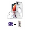 MARSİLYAN™- iPhone 16E Kılıf Kozmos Doku Koleksiyonu - Siyah Bilvis 3D Cam Ekran Koruyucu + Bilvis Titan Kamera Lens - RW