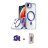 MARSİLYAN™- iPhone 16E Kılıf Kozmos Doku Koleksiyonu - Siyah Bilvis 3D Cam Ekran Koruyucu + Bilvis Titan Kamera Lens - BZ