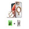 MARSİLYAN™- iPhone 16E Kılıf Kozmos Doku Koleksiyonu - Siyah Bilvis 3D Cam Ekran Koruyucu + Siyah Raze Metal Kamera Lens