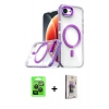 MARSİLYAN™- iPhone 16E Kılıf Kozmos Doku Koleksiyonu - Siyah Bilvis 3D Cam Ekran Koruyucu + Siyah Raze Metal Kamera Lens