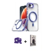 MARSİLYAN™- iPhone 16E Kılıf Kozmos Doku Koleksiyonu - Siyah Bilvis Hayalet Cam Ekran Koruyucu + Bilvis Titan Kamera Lens - BZ