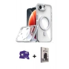 MARSİLYAN™- iPhone 16E Kılıf Kozmos Doku Koleksiyonu - Siyah Bilvis Hayalet Cam Ekran Koruyucu + Bilvis Titan Kamera Lens - BZ