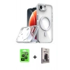 MARSİLYAN™- iPhone 16E Kılıf Kozmos Doku Koleksiyonu - Siyah Bilvis Hayalet Cam Ekran Koruyucu + Raze Metal Kamera Lens - SH