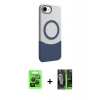 MARSİLYAN™- iPhone 16E Kılıf Kozmos Form Özel Seri - Şeffaf 360 Full Body Arka Koruyucu + Siyah Raze Metal Kamera Lens