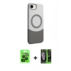 MARSİLYAN™- iPhone 16E Kılıf Kozmos Form Özel Seri - Şeffaf 360 Full Body Arka Koruyucu + Siyah Raze Metal Kamera Lens