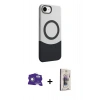 MARSİLYAN™- iPhone 16E Kılıf Kozmos Form Özel Seri - Siyah Bilvis 3D Cam Ekran Koruyucu + Beyaz Bilvis Titan Kamera Lens