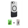 MARSİLYAN™- iPhone 16E Kılıf Kozmos Form Özel Seri - Siyah Bilvis 3D Cam Ekran Koruyucu + Raze Metal Kamera Lens - GS