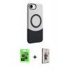 MARSİLYAN™- iPhone 16E Kılıf Kozmos Form Özel Seri - Siyah Bilvis 3D Cam Ekran Koruyucu + Raze Metal Kamera Lens - SH