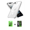 MARSİLYAN™- iPhone 16E Kılıf Kutup Klasik Serisi - Şeffaf 360 Full Body Arka Koruyucu + Raze Metal Kamera Lens - GS