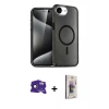 MARSİLYAN™- iPhone 16E Kılıf Nova Asil Prime - Siyah Bilvis 3D Cam Ekran Koruyucu + Siyah Bilvis Titan Kamera Lens