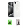 MARSİLYAN™- iPhone 16E Kılıf Nova Asil Prime - Siyah Bilvis Hayalet Cam Ekran Koruyucu + Raze Metal Kamera Lens - SH