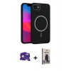 MARSİLYAN™- iPhone 16E Kılıf Siluet Doku Özel Seri - Siyah Bilvis Hayalet Cam Ekran Koruyucu + Bilvis Titan Kamera Lens - BZ