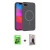 MARSİLYAN™- iPhone 16E Kılıf Siluet Doku Özel Seri - Siyah Bilvis Hayalet Cam Ekran Koruyucu + Raze Metal Kamera Lens - GS