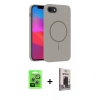 MARSİLYAN™- iPhone 16E Kılıf Siluet Doku Özel Seri - Siyah Bilvis Hayalet Cam Ekran Koruyucu + Raze Metal Kamera Lens - GS