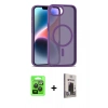 MARSİLYAN™- iPhone 16E Kılıf Siluet Minimal Prime - Siyah Bilvis Hayalet Cam Ekran Koruyucu + Raze Metal Kamera Lens - SH